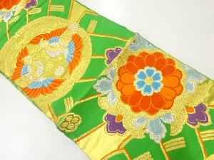 アンティーク　桧扇に向かい鳥模様織り出し袋帯(材料)